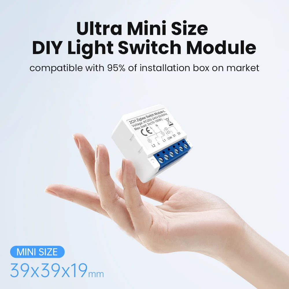 Zigbee Smart Switch Module No Neutral Wire Tuya Zigbee 3.0 10A