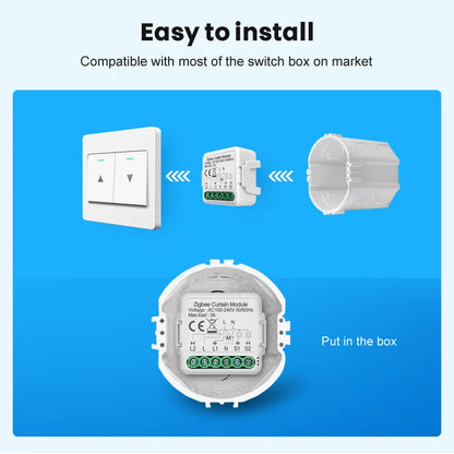 Tuya Zigbee 3.0 Smart Home Wireless Mini Curtain Switch Relay Module for Roller Blind Shutter Curtain Motors