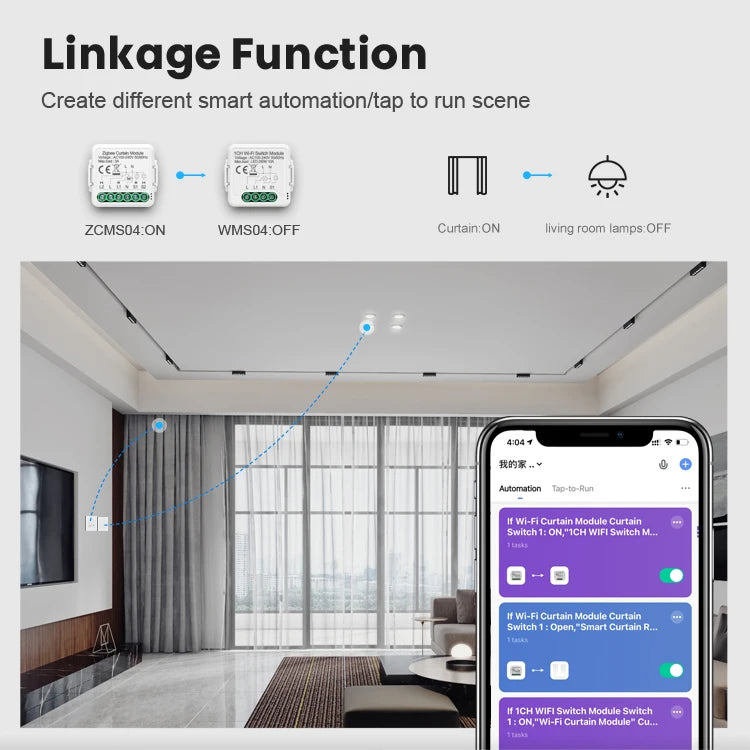 Tuya Zigbee 3.0 Smart Home Wireless Mini Curtain Switch Relay Module for Roller Blind Shutter Curtain Motors