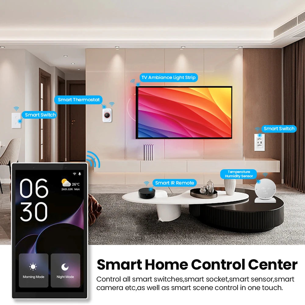 7 Inch Central Control Panel Multi-Function Ble Music Wall Touch Screen Zigbee Hub Gateway