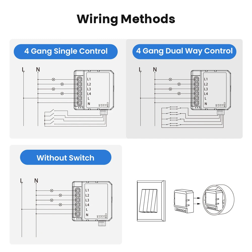 Zigbee Smart Switch Module No Neutral Wire Tuya Zigbee 3.0 10A