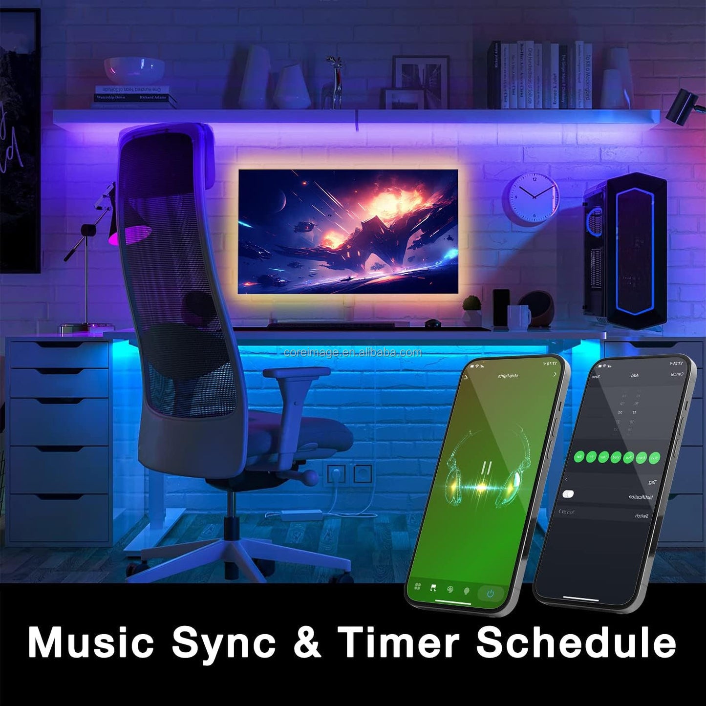 RGB color Smart Music LED Strip Light 10m