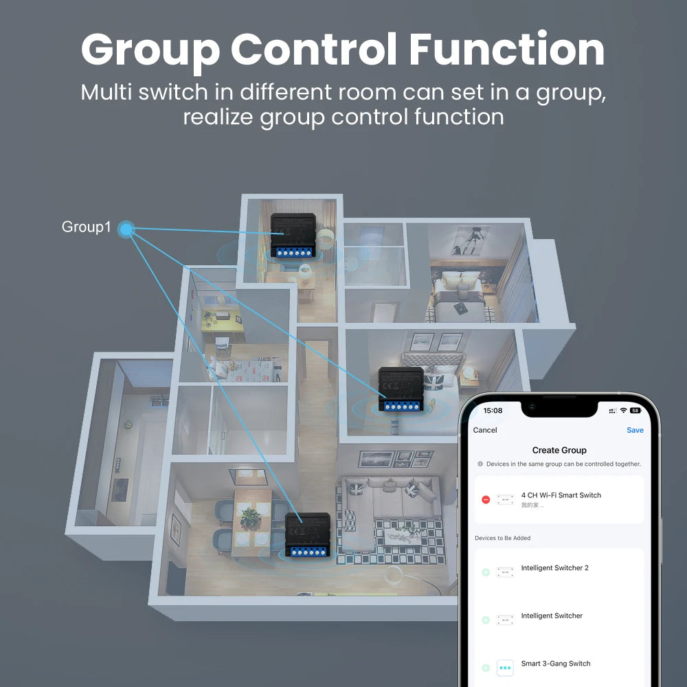 Tuya Wifi Smart Home Relay Switch Module Work with APP Alexa,Google Home Voice Control