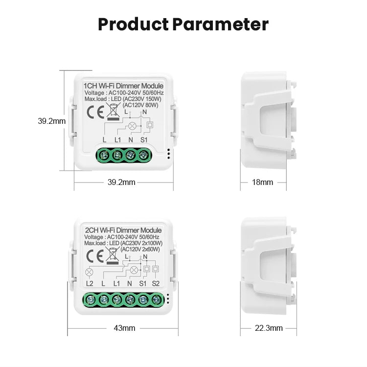 Wifi Dimmer Switch Module 2 Way Control Work With APP Alexa,Google Home